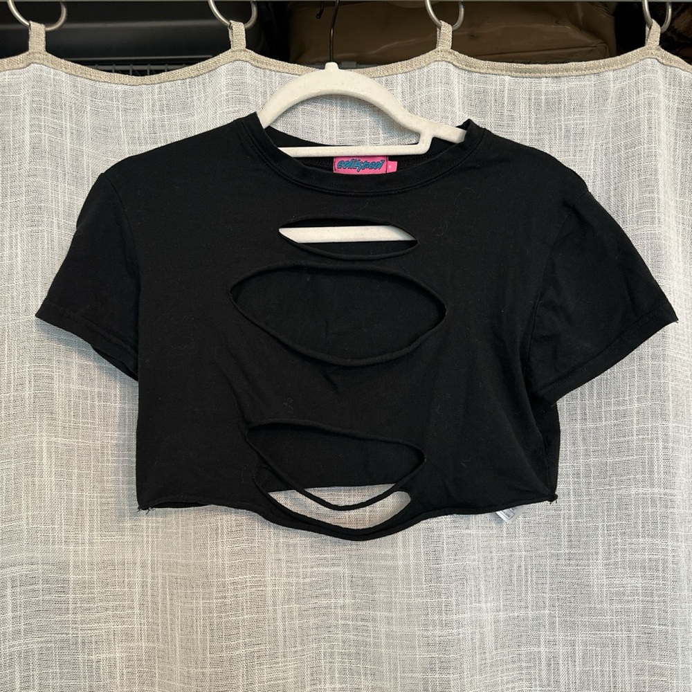 Edikted Women’s M Black Crop-Top with Cut Outs